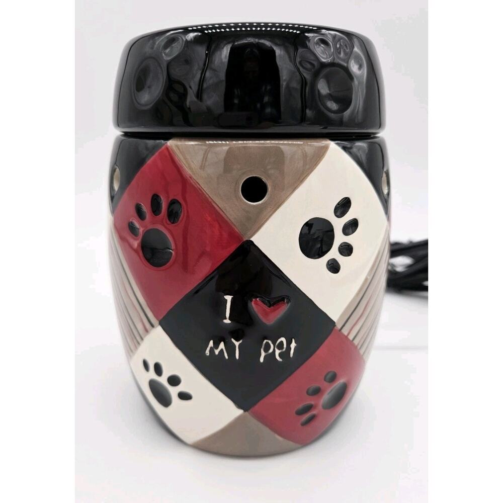 Scentsy PAWS Wax Warmer Full Size Retired 2010 I Love My Pets Dog Cat NEW UNUSED